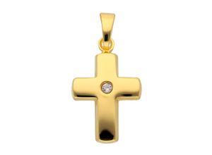 4067551389110 - Ketten-Anhänger ADELIA´S 333 Gold Kreuz Anhänger Schmuckanhänger Gr mit Zirkonia Gelbgold 333 goldfarben (gold) Damen Anhänger mit Zirkonia Goldschmuck für & Herren