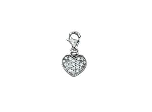 4067551390574 - Charm-Einhänger ADELIA´S 925 Silber Charms Anhänger Herz silberfarben (silber) Damen mit Zirkonia Silberschmuck für