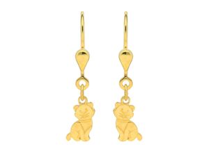 4067551397382 - Paar Ohrhänger ADELIA´S 585 Gold Ohrringe Katze Gr Damen Gelbgold 585 goldfarben (gold) Damen Ohrhänger Goldschmuck für