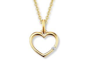 4067551508399 - Kette mit Anhänger 001 ct Diamant Brillant Herz aus 585 Gelbgold Halsketten Gr 001 ct Gelbgold 585-Diamanten goldfarben (gold) Damen Ketten mit Anhänger Schmuckset - Set verstellbarer Halskette