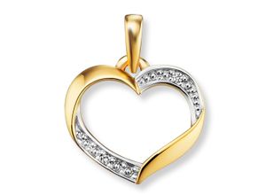 4067551508429 - Kette mit Anhänger 001 ct Diamant Brillant Herz aus 585 Gelbgold Halsketten Gr 001 ct Gelbgold 585-Diamanten goldfarben (gold) Damen Ketten mit Anhänger Schmuckset - Set verstellbarer Halskette