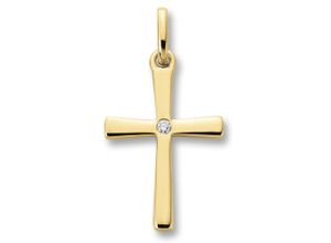 4067551508467 - Kette mit Anhänger 001 ct Diamant Brillant aus 585 Gelbgold Halsketten Gr 001 ct Gelbgold 585-Diamanten goldfarben (gold) Damen Ketten mit Anhänger Schmuckset - Set verstellbarer Halskette