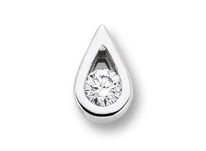 4067551508665 - Kette mit Anhänger 005 ct Diamant Brillant Tropfen aus 585 Weißgold Halsketten Gr 005 ct Weißgold 585-Diamanten silberfarben (silber) Damen Ketten mit Anhänger Schmuckset - Set verstellbarer Halskette