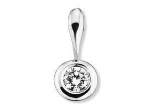 4067551508771 - Kette mit Anhänger 01 ct Diamant Brillant Zarge aus 585 Weißgold Halsketten Gr 01 ct Weißgold 585-Diamanten silberfarben (silber) Damen Ketten mit Anhänger Schmuckset - Set verstellbarer Halskette