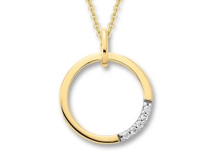 4067551508993 - Kette mit Anhänger 003 ct Diamant Brillant aus 585 Gelbgold Halsketten Gr 003 ct Gelbgold 585-Diamanten goldfarben (gold) Damen Ketten mit Anhänger Schmuckset - Set verstellbarer Halskette