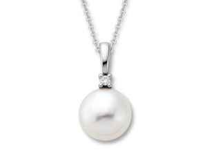 4067551510170 - Kette mit Anhänger 002 ct Diamant Brillant aus 585 Weißgold Halsketten Gr 002 ct Weißgold 585-Diamanten silberfarben (silber) Damen Ketten mit Anhänger Schmuckset - Set verstellbarer Halskette
