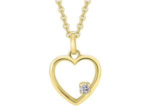 4067551511016 - Kette mit Anhänger Zirkonia Herz aus 333 Gelbgold Halsketten Gr Gelbgold 333 goldfarben (gold) Damen Ketten mit Anhänger Schmuckset - Set verstellbarer Halskette