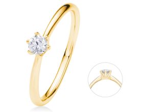 4067551580807 - Diamantring 02 ct Diamant Brillant Ring aus 750 Gelbgold Fingerringe Gr 52 Gelbgold 750-Diamanten goldfarben (gold) Damen Diamantringe Gold Schmuck