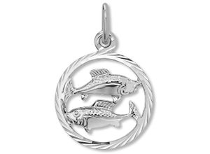 4067551588018 - Kette mit Anhänger Fische Sternzeichen aus 925 Silber Halsketten Gr Silber 925 (Sterlingsilber) silberfarben (silber) Damen Schmuckset - Set mit verstellbarer Halskette