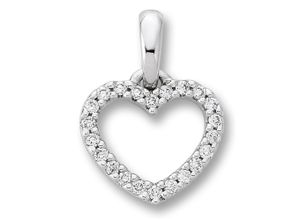 4067551589855 - Kette mit Anhänger 011 ct Diamant Brillant Herz aus 585 Weißgold Halsketten Gr 011 ct Weißgold 585-Diamanten silberfarben (silber) Damen Ketten mit Anhänger Schmuckset - Set verstellbarer Halskette