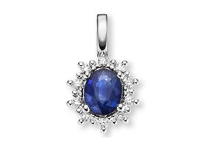 4067551591469 - Kette mit Anhänger 005 ct Diamant Brillant Safir aus 585 Weißgold Halsketten Gr 005 ct Weißgold 585-Diamanten silberfarben (silber) Damen Ketten mit Anhänger Schmuckset - Set verstellbarer Halskette