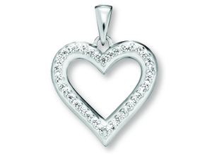 4067551591612 - Kette mit Anhänger Zirkonia Herz aus 925 Silber Halsketten Gr Silber 925 (Sterlingsilber) silberfarben (silber) Damen Schmuckset - Set mit verstellbarer Halskette