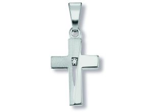 4067551591872 - Kette mit Anhänger Zirkonia Kreuz aus 925 Silber Halsketten Gr Silber 925 (Sterlingsilber) silberfarben (silber) Damen Schmuckset - Set mit verstellbarer Halskette