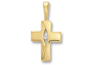 4067551592206 - Kette mit Anhänger Zirkonia Kreuz aus 333 Gelbgold Halsketten Gr Gelbgold 333 goldfarben (gold) Damen Ketten mit Anhänger Schmuckset - Set verstellbarer Halskette