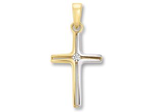 4067551592442 - Kette mit Anhänger Zirkonia Kreuz aus 333 Gelbgold Halsketten Gr Gelbgold 333 goldfarben (gold) Damen Ketten mit Anhänger Schmuckset - Set verstellbarer Halskette