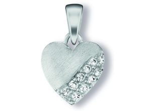 4067551592725 - Kette mit Anhänger Zirkonia Herz aus 925 Silber Halsketten Gr Silber 925 (Sterlingsilber) silberfarben (silber) Damen Schmuckset - Set mit verstellbarer Halskette