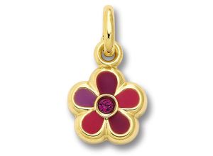 4067551592985 - Kette mit Anhänger Zirkonia Blume aus 333 Gelbgold Halsketten Gr Gelbgold 333 goldfarben (gold) Damen Ketten mit Anhänger Schmuckset - Set verstellbarer Halskette