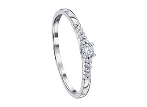 4067551765846 - Diamantring 01 ct Diamant Brillant Memoire mit Center Ring aus 585 Weißgold Fingerringe Gr 50 Weißgold 585-Diamanten silberfarben (silber) Damen Diamantringe Gold Schmuck Memoire mit Center