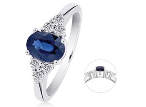 4067551821085 - Diamantring 017 ct Diamant Brillant Safir Ring aus 585 Weißgold Fingerringe Gr 50 mit Diamant Weißgold 585-Diamanten silberfarben (silber) Damen Diamantringe Gold Schmuck