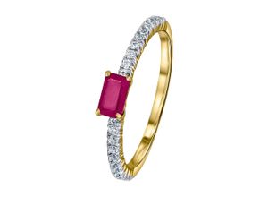 4067551821160 - Diamantring 018 ct Diamant Brillant Rubin Ring aus 585 Gelbgold Fingerringe Gr 50 mit Diamant Gelbgold 585-Diamanten goldfarben (gold) Damen Diamantringe Gold Schmuck