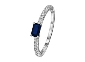 4067551821245 - Diamantring 018 ct Diamant Brillant Safir Ring aus 585 Weißgold Fingerringe Gr 50 mit Diamant Weißgold 585-Diamanten silberfarben (silber) Damen Diamantringe Gold Schmuck