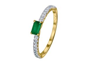 4067551821320 - Diamantring 018 ct Diamant Brillant Smaragd Ring aus 585 Gelbgold Fingerringe Gr 50 mit Diamant Gelbgold 585-Diamanten goldfarben (gold) Damen Diamantringe Gold Schmuck