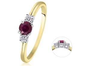 4067551822129 - Diamantring 011 ct Diamant Brillant Rubin Ring aus 585 Gelbgold Fingerringe Gr 50 mit Diamant Gelbgold 585-Diamanten goldfarben (gold) Damen Diamantringe Gold Schmuck