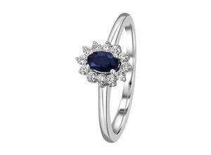 4067551822280 - Diamantring 015 ct Diamant Brillant Safir Ring aus 585 Weißgold Fingerringe Gr 50 mit Diamant Weißgold 585-Diamanten silberfarben (silber) Damen Diamantringe Gold Schmuck