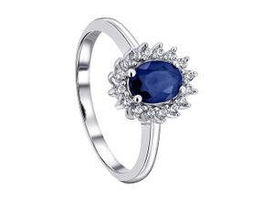 4067551822525 - Diamantring 025 ct Diamant Brillant Safir Ring aus 585 Weißgold Fingerringe Gr 50 mit Diamant Weißgold 585-Diamanten silberfarben (silber) Damen Diamantringe Gold Schmuck