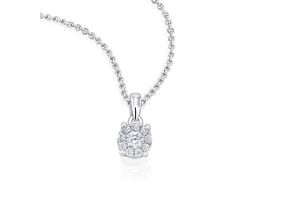 4067551851655 - Kette mit Anhänger 008 ct Diamant Brillant Invisible aus 585 Weißgold Halsketten Gr 008 ct silberfarben (silber) Damen Ketten mit Anhänger Schmuckset - Set verstellbarer Halskette