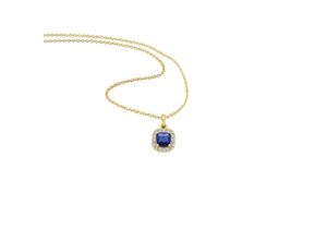 4067551851747 - Kette mit Anhänger 012 ct Diamant Brillant Safir aus 585 Gelbgold Halsketten Gr 012 ct goldfarben (gold) Damen Ketten mit Anhänger Schmuckset - Set verstellbarer Halskette