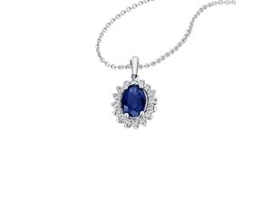 4067551851785 - Kette mit Anhänger 025 ct Diamant Brillant Safir aus 585 Weißgold Halsketten Gr 025 ct silberfarben (silber) Damen Ketten mit Anhänger Schmuckset - Set verstellbarer Halskette