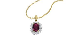 4067551851808 - Kette mit Anhänger 025 ct Diamant Brillant Rubin aus 585 Gelbgold Halsketten Gr 025 ct goldfarben (gold) Damen Ketten mit Anhänger Schmuckset - Set verstellbarer Halskette