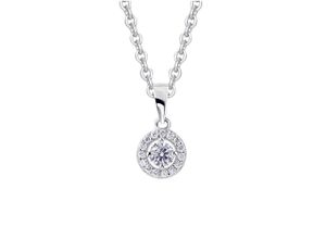 4067551851990 - Kette mit Anhänger 015 ct Diamant Brillant Invisible aus 585 Weißgold Halsketten Gr 015 ct silberfarben (silber) Damen Ketten mit Anhänger Schmuckset - Set verstellbarer Halskette