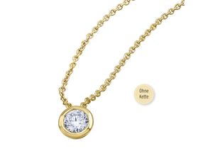 4067551942452 - Ketten-Anhänger 01 ct Diamant Brillant Zarge Anhänger aus 585 Gelbgold Schmuckanhänger Gr 01 ct Gelbgold 585-Diamanten goldfarben (gold) Damen Gold Schmuck Zarge