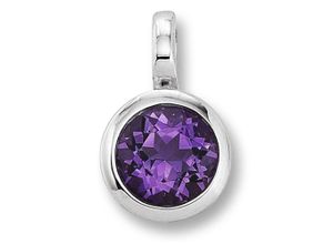 4067551944036 - Ketten-Anhänger Amethyst Zarge Anhänger aus 333 Weißgold Schmuckanhänger Gr Weißgold 333 silberfarben (silber) Damen Anhänger Gold Schmuck Zarge