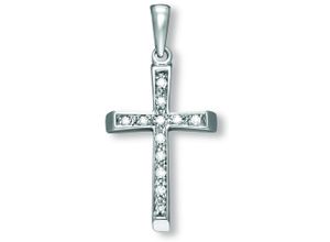 4067551944647 - Ketten-Anhänger Zirkonia Kreuz Anhänger aus 333 Weißgold Schmuckanhänger Gr Weißgold 333 silberfarben (silber) Damen Anhänger Gold Schmuck