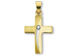 4067551944883 - Ketten-Anhänger Zirkonia Kreuz Anhänger aus 333 Gelbgold Schmuckanhänger Gr Gelbgold 333 goldfarben (gold) Damen Anhänger Gold Schmuck