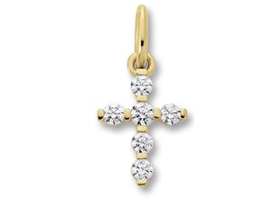 4067551945163 - Ketten-Anhänger Zirkonia Kreuz Anhänger aus 333 Gelbgold Schmuckanhänger Gr Gelbgold 333 goldfarben (gold) Damen Anhänger Gold Schmuck