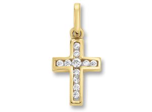 4067551945231 - Ketten-Anhänger Zirkonia Kreuz Anhänger aus 333 Gelbgold Schmuckanhänger Gr Gelbgold 333 goldfarben (gold) Damen Anhänger Gold Schmuck