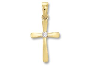 4067551945262 - Ketten-Anhänger Zirkonia Kreuz Anhänger aus 333 Gelbgold Schmuckanhänger Gr Gelbgold 333 goldfarben (gold) Damen Gold Schmuck