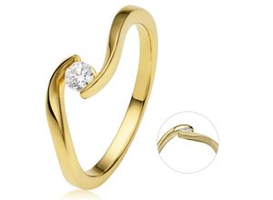 4067551969046 - Diamantring 010 ct Diamant Brillant Spannfassung Ring aus 585 Gelbgold Fingerringe Gr 48 Gelbgold 585-Diamanten goldfarben (gold) Damen Diamantringe Gold Schmuck Spannfassung