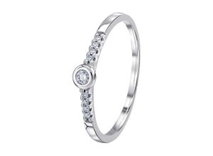 4067551979328 - Diamantring 01 ct Diamant Brillant Memoire mit Center Ring aus 585 Weißgold Fingerringe Gr 50 Weißgold 585-Diamanten silberfarben (silber) Damen Diamantringe Gold Schmuck Memoire mit Center