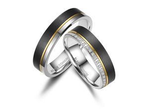 4067551994512 - Partnerring BLACK TITANIUM by MARRYA Fingerringe Gr 48 Titan damen ring schwarz gold silber Damen Freundschaftsringe