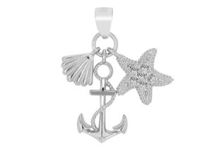 4067551997209 - Ketten-Anhänger ADELIA´S Damen Anhänger Anker aus 925 Silber mit Zirkonia Schmuckanhänger silberfarben (silber) Damen