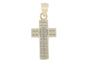 4067551997452 - Ketten-Anhänger ADELIA´S Damen Anhänger Kreuz aus 925 Silber mit Zirkonia Schmuckanhänger goldfarben (gold) Damen