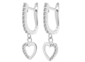 4067551998794 - Paar Creolen ADELIA´S Damen Herz aus 925 Silber mit Zirkonia Ohrringe Gr Damen silberfarben (silber) Damen