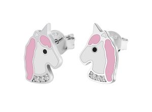 4067551999906 - Paar Ohrstecker ADELIA´S Damen Einhorn aus 925 Silber Ohrringe Gr Damen pink Damen