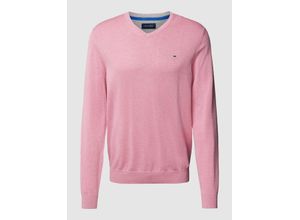 4067557524119 - Strickpullover mit geripptem V-Ausschnitt