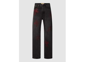 4067557531056 - Baggy Jeans mit CRUCIFIX BLING Strasssteinen in Rot